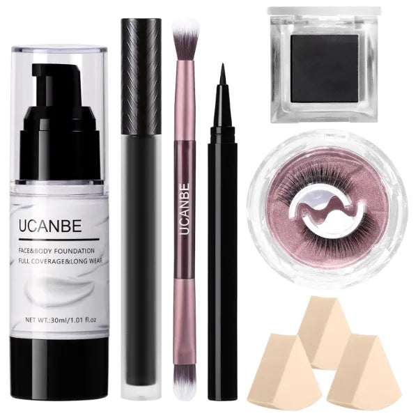 UCANBE All-in-One Halloween Makeup Kit (8+ Pcs) – SFX Costume Set with Eyeshadow, White Foundation, Lipstick & Tools – Multiple Color Themes