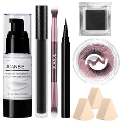 UCANBE All-in-One Halloween Makeup Kit (8+ Pcs) – SFX Costume Set with Eyeshadow, White Foundation, Lipstick & Tools – Multiple Color Themes
