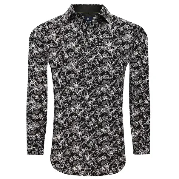 Tom Baine Men's Slim Fit Performance Long Sleeve Button Shirt