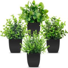 Der Rose 4 Pack 7 Mini Fake Plants, Artificial Plants for Bathroom Decor