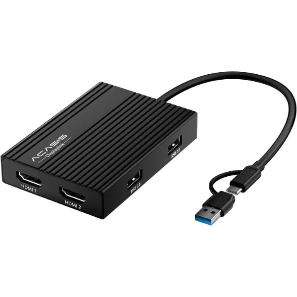 ACASIS USB-C to Dual HDMI DisplayLink Adapter – 4K@60Hz Docking Station with 2 HDMI, 3 USB-A Ports & 100W PD Charging, USB-A/C to Dual Monitor Adapter for Mac M1/M2/M3 & Windows