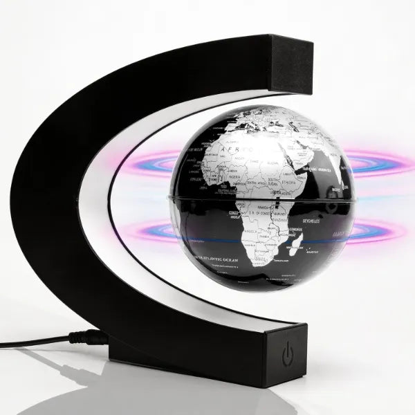 KAIMC Magnetic Levitation Floating Rotating World Globe with LED Frame Lights, C Shape Levitating Globe, Touch Switch Night Light, Cool Tech Gifts for Men Dad Boys Kids, Office Desk Decor and STEM Gift