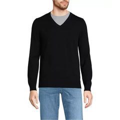 Lands' End Big & Tall Fine Gauge Cotton V Neck Sweater