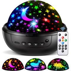 COOLNIGHT Boy Room Decor, 93 Lighting+3 Films Toddler Room Decor, Remote+Dimmable+360° Slient Nightlight for Baby Nursery, Starry Night Light Up Toys, Moon Projector