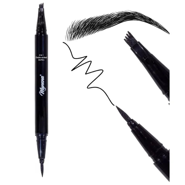 Mynena Waterproof Microblading Eyebrow and Eyeliner Pen | Quick Drying Long Lasting Smudgeproof | Micro-Fork Fine Tip Pencil for Natural Hairlike Tattoo Sketch | Sensitive Skin Friendly | Easy to Use