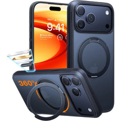 TORRAS Upgraded 360 Rotatable Magnetic Ring for iPhone 16 Pro Max & 17 Pro Max Case, Fit for MagSafe with Stand Ring Holder, Mil-Grade Shockproof Translucent for iPhone 16 Pro Max & 17 Pro Max Phone Case Ostand
