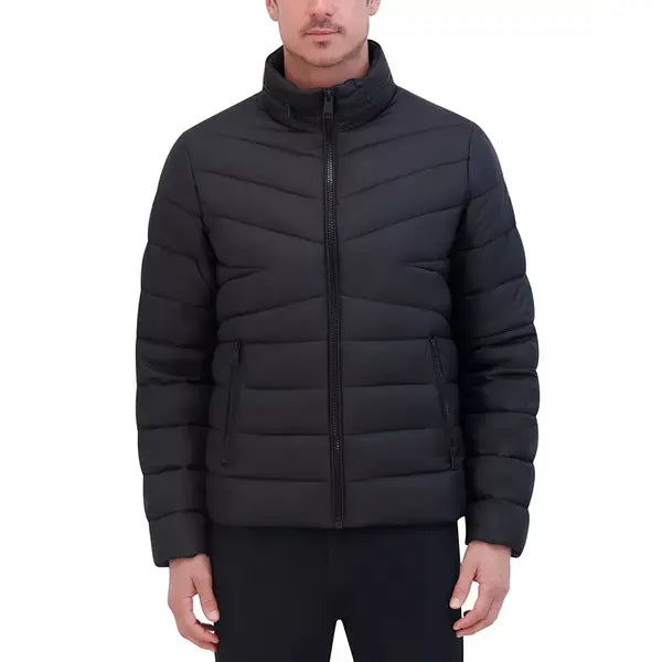 Men's Quilted Lightweight Hooded Zip-Front Puffer Jacket
