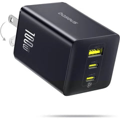 Baseus 100W USB-C Charger, 3-Port PPS Fast Charging Foldable Compact Wall Adapter for MacBook Pro/Air & More