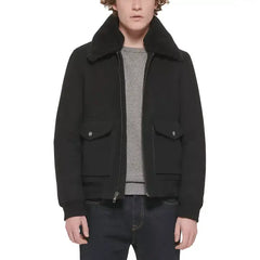Men's Faux-Fur-Collar Bomber Jacket