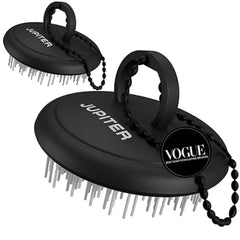 Jupiter Scalp Exfoliator Scalp Massager Tool for Wet & Dry Hair Ergonomic Detangler Brush Dandruff Comb & Scrub to Remove Dandruff & Buildup and Support Circulation Black/White