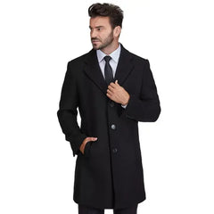 Men's Tailored Wool Blend Notch Collar Wool Blend Walker Car Coat