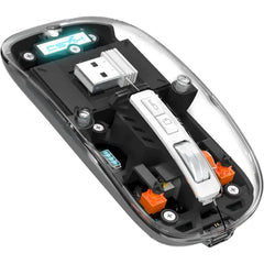 A.JAZZ Wireless Mouse – Bluetooth 5.1 & 2.4G Dual Mode, Transparent Lightweight Design, Rechargeable Silent Click with USB-C Nano Receiver for PC, Mac & iPad