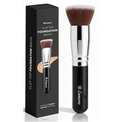 Lamora Makeup Brush Foundation Kabuki Flat Top Face Brush for Liquid, Cream, and Powder Cosmetics Full Coverage Blending, Buffing, Stippling, Contouring