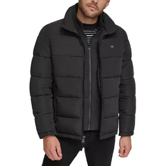 Men's Puffer Jacket With Set In Bib Detail