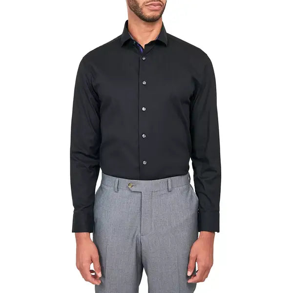 MICHELSONS OF LONDON Men's Solid Herringbone Shirt