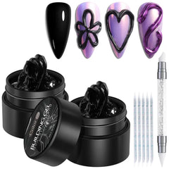 Fcozpjk Solid Builder Gel Kit 2PCS White 3D Sculpting Gel Non Sticky Hand Carving Gels with Silicone Pen Hard Gels for Nails Molding 3D Flowers Nail Design Manicure Salon Supplies