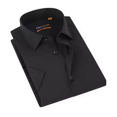Suslo Couture Men's Slim Fit Performance Short Sleeves Solid Button Down Shirt