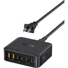 Baseus 120W Charging Station, 6-in-1 USB-C PD Desktop Charger with 4 USB-C & 2 USB-A Ports, 5ft Extension Cord Power Strip for iPhone, iPad, MacBook & More
