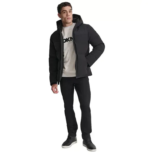 Men's Mixed-Media Puffer Coat, Created for Macy's