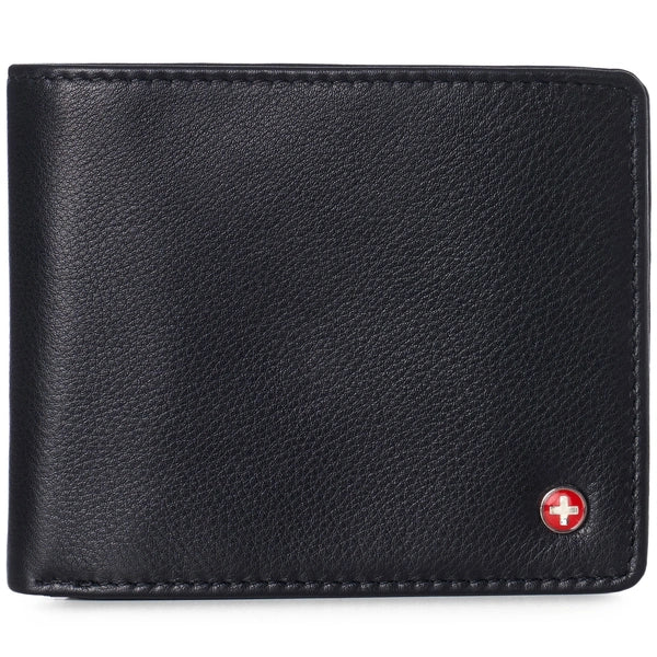 Alpine Swiss Men's Leather RFID Bifold Wallet - 2 ID Windows & Divided Bill Section