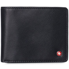 Alpine Swiss Men's Leather RFID Bifold Wallet - 2 ID Windows & Divided Bill Section