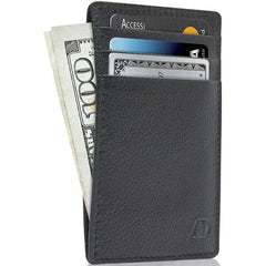 Access Denied RFID Blocking Front Pocket Wallet - Mini Slim Leather Card Holder