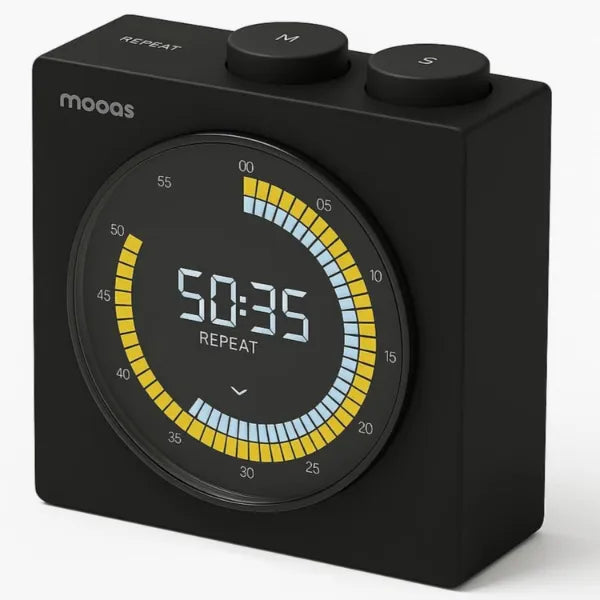 MOOAS Time Loop Digital Visual Timer – Rechargeable LCD Display Pomodoro Timer for Study, Home & ADHD Productivity