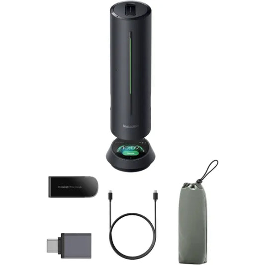 Insta360 Wave AI Conference Speakerphone with Bluetooth, Noise-Canceling Mics, Beamforming, Zoom Certified, AI Transcription & Summary, 32GB Storage for Meetings, Podcasts, Home Office & Livestreams