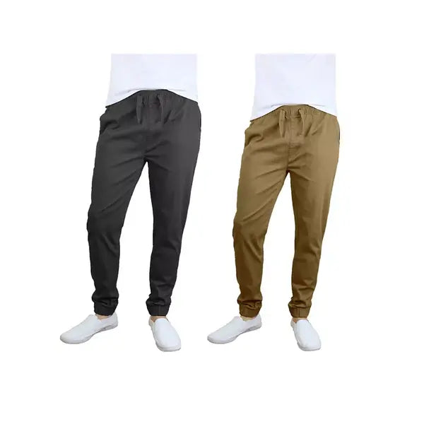 Galaxy By Harvic Men's Basic Stretch Twill Joggers, Pack of 2