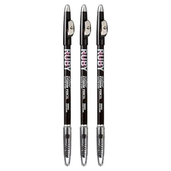Ruby Kisses GoBrow Eyebrow Pencil, Sharpenable, Longwear, Long Lasting Eyebrow Wooden Pencil for Natural-Looking Brows 3 PACK