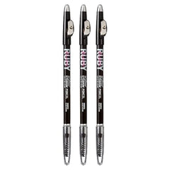 Ruby Kisses GoBrow Eyebrow Pencil, Sharpenable, Longwear, Long Lasting Eyebrow Wooden Pencil for Natural-Looking Brows 3 PACK