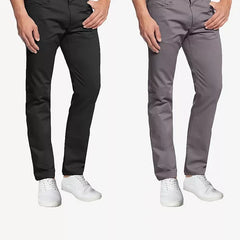 Galaxy By Harvic Men's 5-Pocket Ultra-Stretch Skinny Fit Chino Pants, Pack of 2