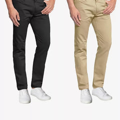 Galaxy By Harvic Men's 5-Pocket Ultra-Stretch Skinny Fit Chino Pants, Pack of 2