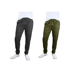 Galaxy By Harvic Men's Basic Stretch Twill Joggers, Pack of 2