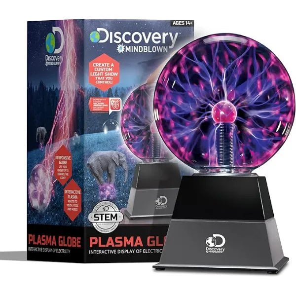 Discovery Plasma Globe Lamp, Touch & Sound Sensitive Lightning, Interactive Electric Plasma Ball for Hands On STEM Learning, Plug in Bedroom & Desktop Decorative lamp