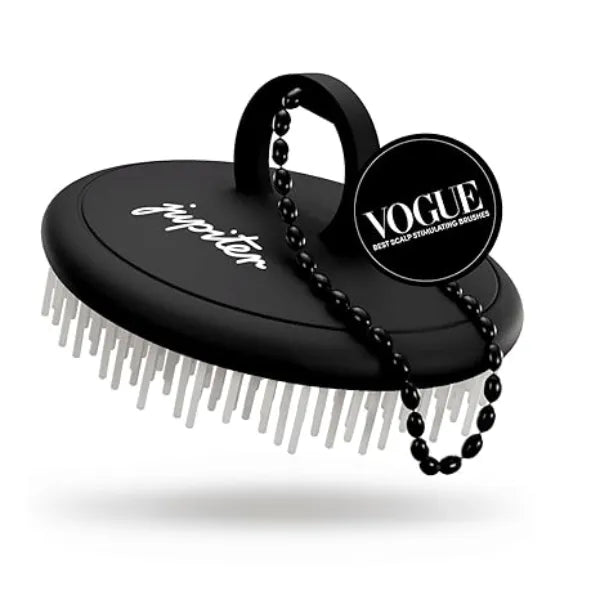 Jupiter Scalp Exfoliator Scalp Massager Tool for Wet & Dry Hair Ergonomic Detangler Brush Dandruff Comb & Scrub to Remove Dandruff & Buildup and Support Circulation Black/White