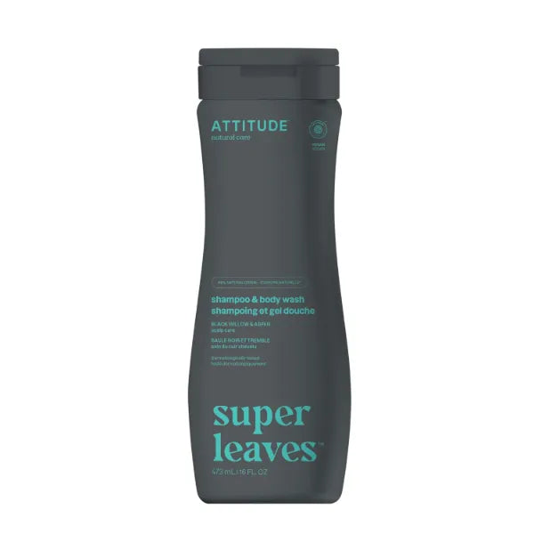 ATTITUDE 2-in-1 Body Wash & Shampoo for Men & Women, EWG Verified, Vegan, Natural Ingredients, Dermatologist-Tested - 16 Fl Oz