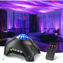 HODANS Northern Galaxy Light Aurora Projector with 33 Light Effects, Night Lights LED Star Projector for Bedroom Nebula Lamp, Remote Control, White Noises, Bluetooth Speaker for Parties Black