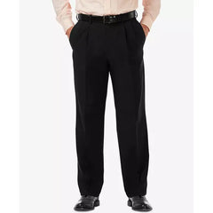 Haggar Men's Expandable Waist Pleated Stretch Dress Pants
