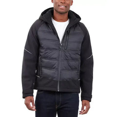 Men's Mixed-Media Full-Zip Hooded Jacket