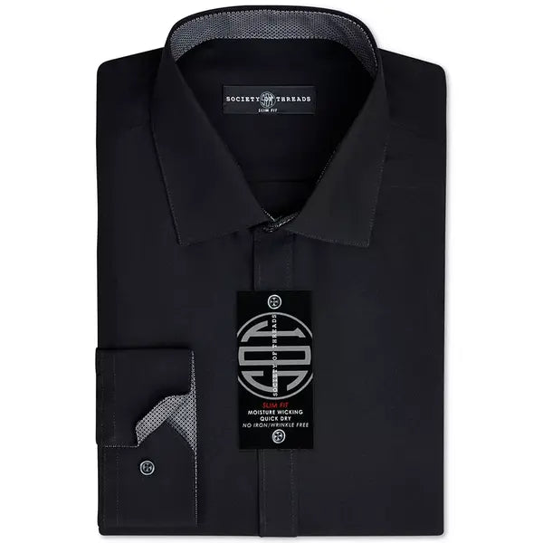 Society of Threads Men's Slim-Fit Non-Iron Performance Solid Dress Shirt