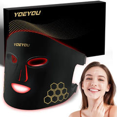 YOEYOU Red Light Therapy for Face, 850nm Near Infrared LED Face Mask, 4 Light Modes, Portable Rechargeable Red Light Therapy Mask Skincare Device for Facial Rejuvenation