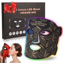 Biuufish Red Light Therapy for Face, 8 Colors LED Face Mask Light Therapy with 850NM Near-infrared, Portable Rechargeable Red Light Therapy Mask Skin Care Device at Home and Travel for Anti-Aging