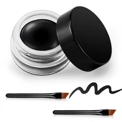 Erinde Gel Eyeliner, Waterproof Cream Eyeliner Gel Pot, High-Intensity Pigments Long Lasting Smudge Proof Eye Liner Eyebrow Makeup, Waterline Matte Eye Liner with 2PCS Brushes