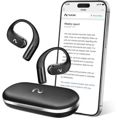 OpenNote AI Voice Recorder Earbuds – Open-Ear 2-in-1 AI Note Taker with FlashRecord, Call Recording, Transcription & AI Summary – Black