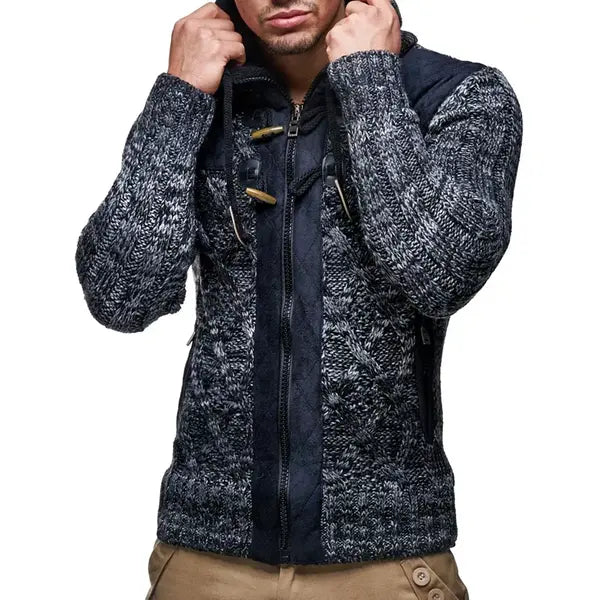 Leif Nelson Men's Cable Knit Hooded Cardigan Jacket