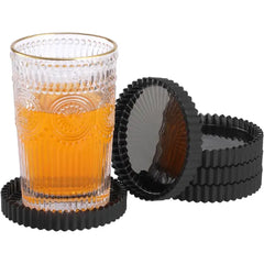 OGANAZI Modern Clear Coasters Set of 5 Glass Cute Coasters for Drinks
