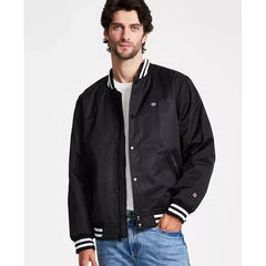Men's Classic Logo Striped-Trim Varsity Jacket