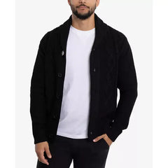 X-Ray Men's Shawl Collar Cable Knit Cardigan