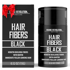 Viking Revolution Hair Fibers for Thinning Hair Men - Thick Fiber for Bald Spot Cover Up - Hair Building Fibers with Kerating and Biotin - Hair Fiber for Men for Thicker and Fuller Look(0.52oz)